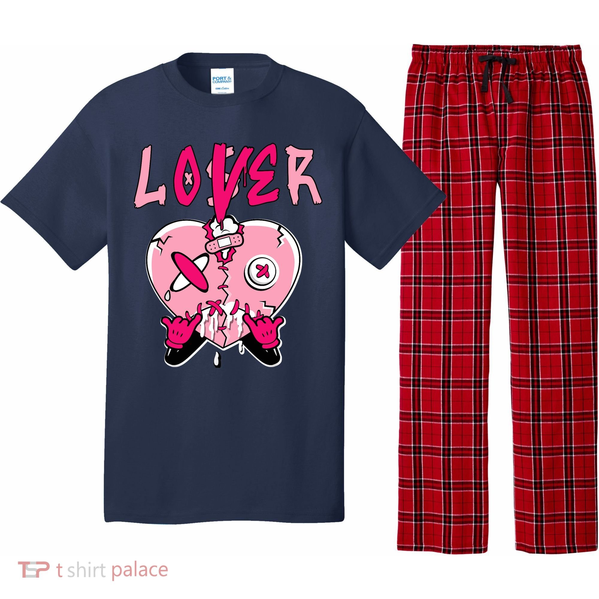 Low Triple Pink Tee Loser Lover Heart Dripping Triple Pink Pajama Set