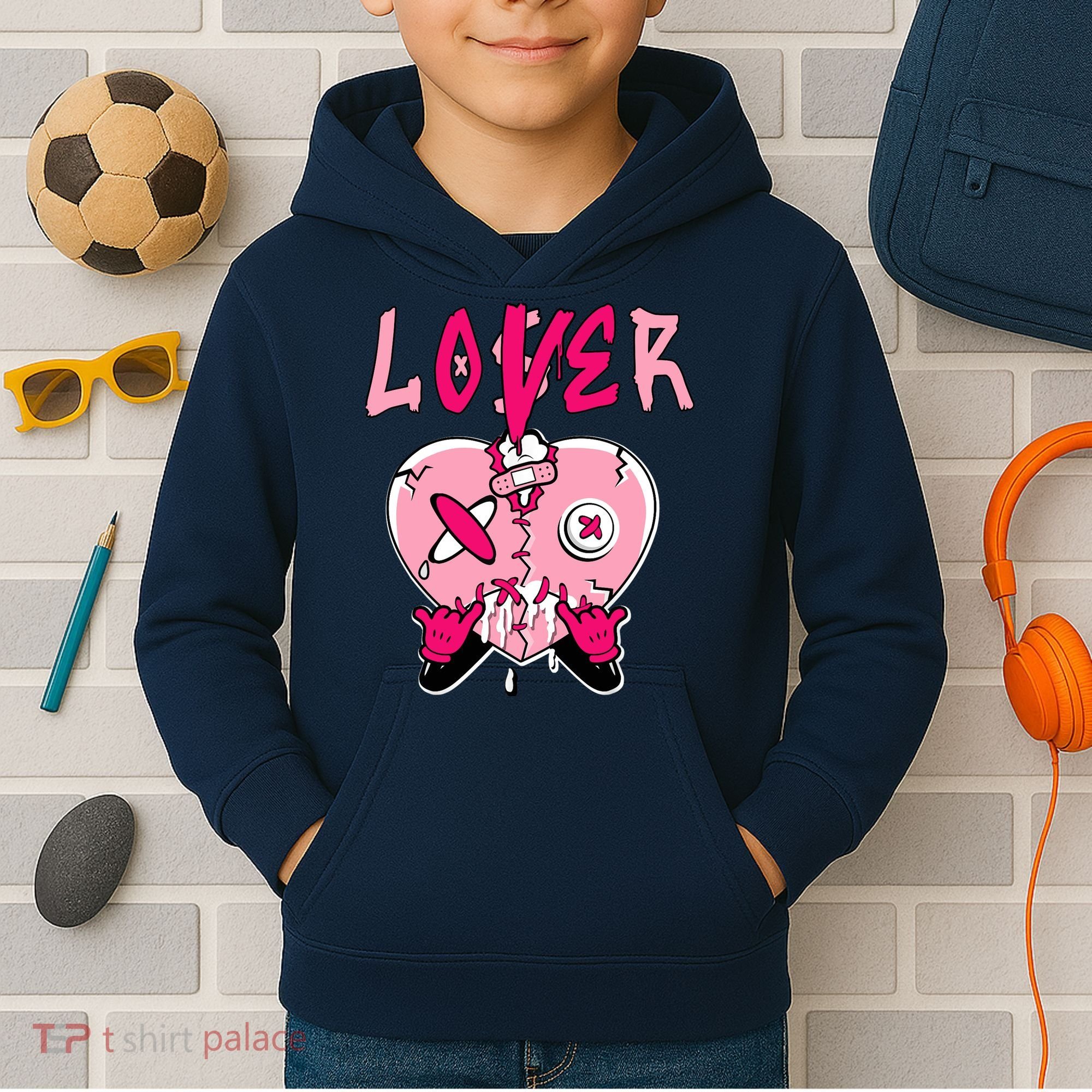 Low Triple Pink Tee Loser Lover Heart Dripping Triple Pink Kids Hoodie
