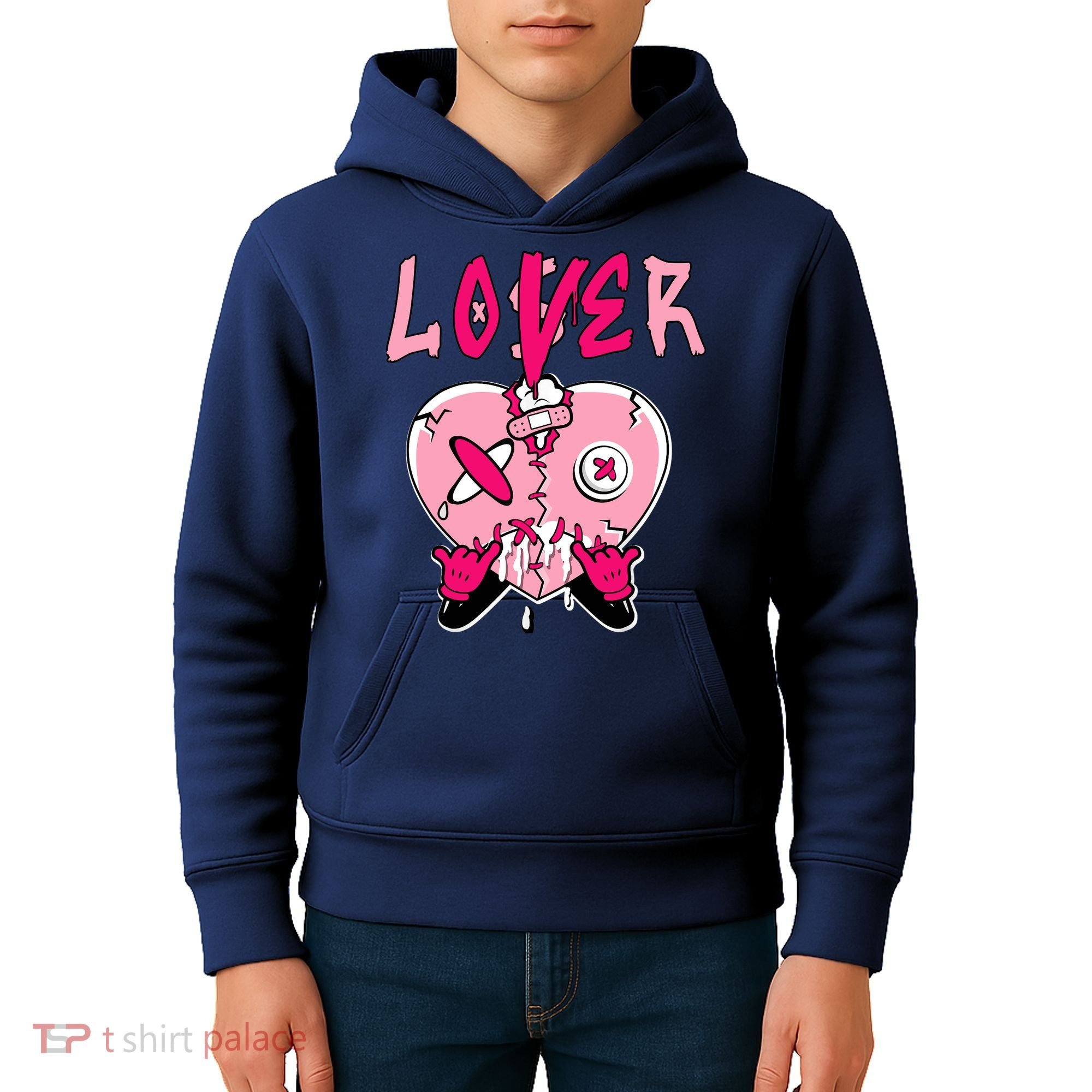 Low Triple Pink Tee Loser Lover Heart Dripping Triple Pink Kids Hoodie