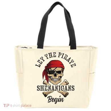 Let The Pirate Shenanigans Begin Funny Pirate Skull Skeleton Tote Bag