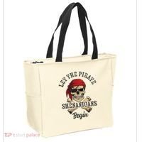 Let The Pirate Shenanigans Begin Funny Pirate Skull Skeleton Tote Bag thumb 2