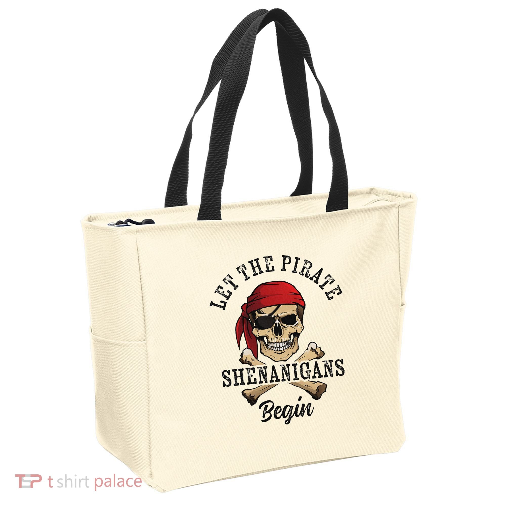 Let The Pirate Shenanigans Begin Funny Pirate Skull Skeleton Tote Bag
