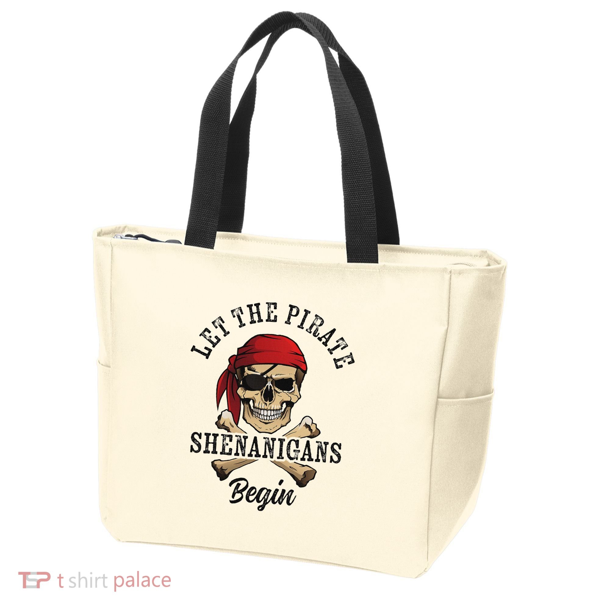 Let The Pirate Shenanigans Begin Funny Pirate Skull Skeleton Tote Bag