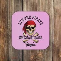 Let The Pirate Shenanigans Begin Funny Pirate Skull Skeleton Coaster thumb 0