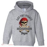 Let The Pirate Shenanigans Begin Funny Pirate Skull Skeleton Toddler Hoodie thumb 0
