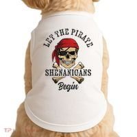 Let The Pirate Shenanigans Begin Funny Pirate Skull Skeleton Doggie Tank thumb 0