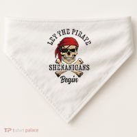 Let The Pirate Shenanigans Begin Funny Pirate Skull Skeleton USA-Made Doggie Bandana thumb 0