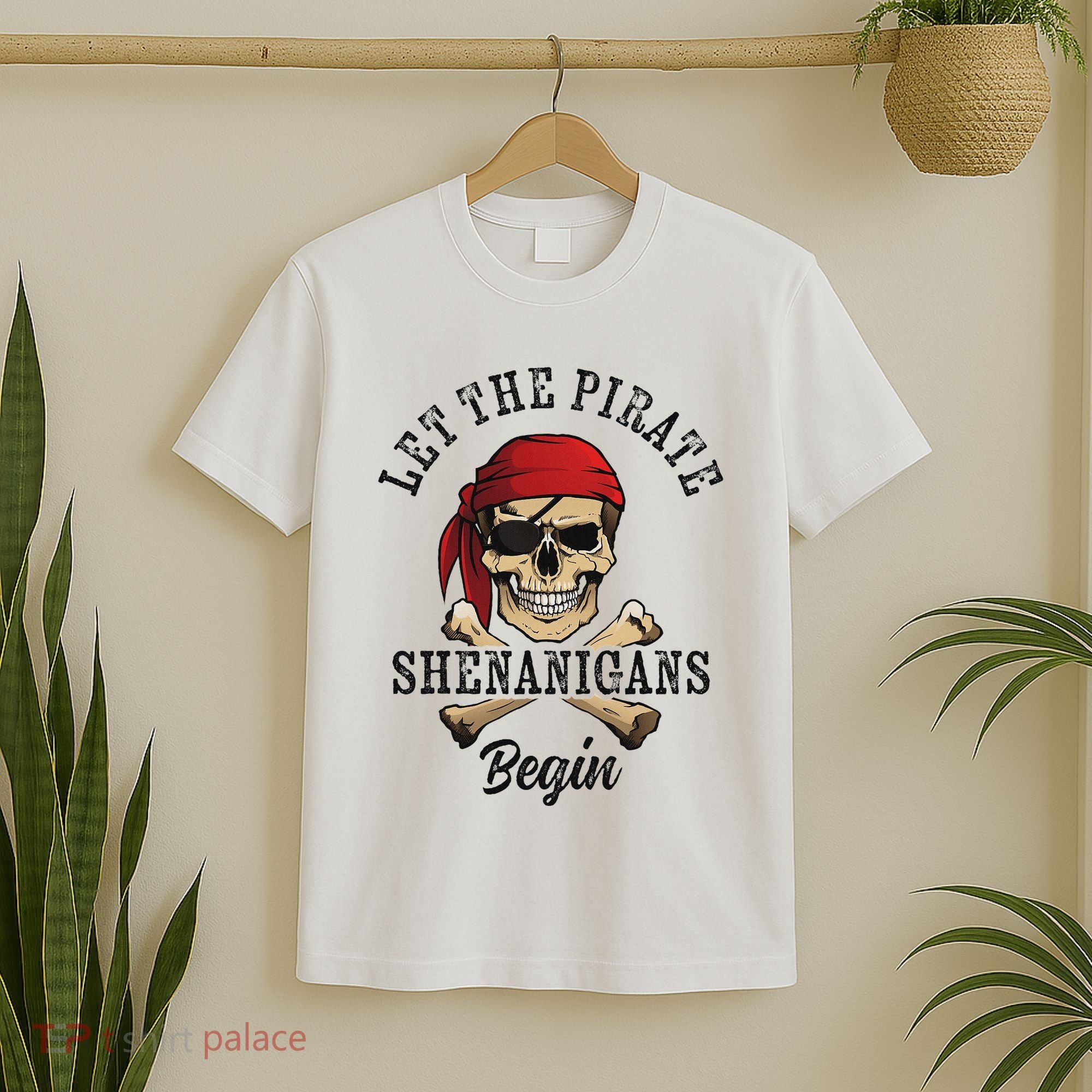 Let The Pirate Shenanigans Begin Funny Pirate Skull Skeleton T-Shirt