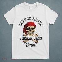 Let The Pirate Shenanigans Begin Funny Pirate Skull Skeleton T-Shirt thumb 5