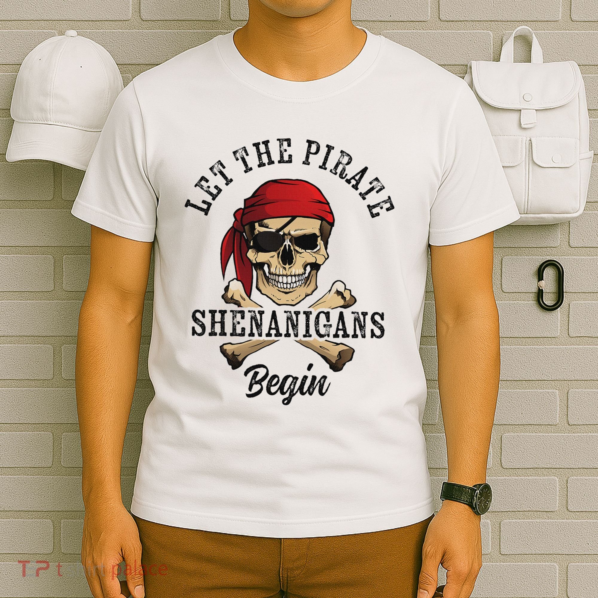 Let The Pirate Shenanigans Begin Funny Pirate Skull Skeleton T-Shirt