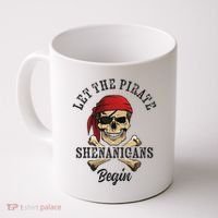 Let The Pirate Shenanigans Begin Funny Pirate Skull Skeleton Coffee Mug thumb 0