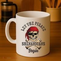 Let The Pirate Shenanigans Begin Funny Pirate Skull Skeleton Coffee Mug thumb 4