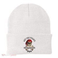 Let The Pirate Shenanigans Begin Funny Pirate Skull Skeleton Beanie thumb 0