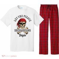 Let The Pirate Shenanigans Begin Funny Pirate Skull Skeleton Pajama Set thumb 0