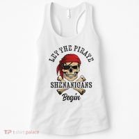 Let The Pirate Shenanigans Begin Funny Pirate Skull Skeleton Women's Tank Top thumb 0