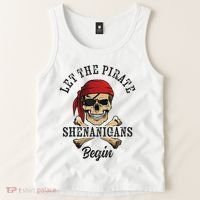 Let The Pirate Shenanigans Begin Funny Pirate Skull Skeleton Tank Top thumb 2