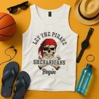 Let The Pirate Shenanigans Begin Funny Pirate Skull Skeleton Tank Top thumb 4