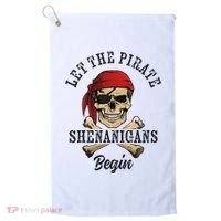 Let The Pirate Shenanigans Begin Funny Pirate Skull Skeleton Golf Towel thumb 0