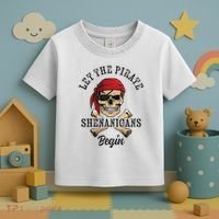 Let The Pirate Shenanigans Begin Funny Pirate Skull Skeleton Toddler T-Shirt thumb 3
