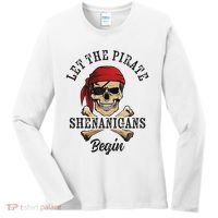 Let The Pirate Shenanigans Begin Funny Pirate Skull Skeleton Women's Long Sleeve Shirt thumb 0