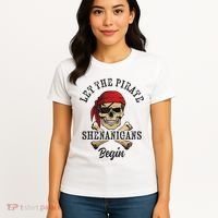 Let The Pirate Shenanigans Begin Funny Pirate Skull Skeleton Women's T-Shirt thumb 4