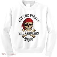 Let The Pirate Shenanigans Begin Funny Pirate Skull Skeleton Kids Sweatshirt thumb 0