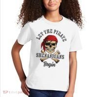 Let The Pirate Shenanigans Begin Funny Pirate Skull Skeleton Kids T-Shirt thumb 2