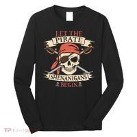 Let The Pirate Shenanigans Begin Halloween Skull Bandana Long Sleeve Shirt thumb 0