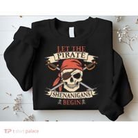 Let The Pirate Shenanigans Begin Halloween Skull Bandana Sweatshirt thumb 2