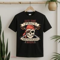 Let The Pirate Shenanigans Begin Halloween Skull Bandana T-Shirt thumb 2