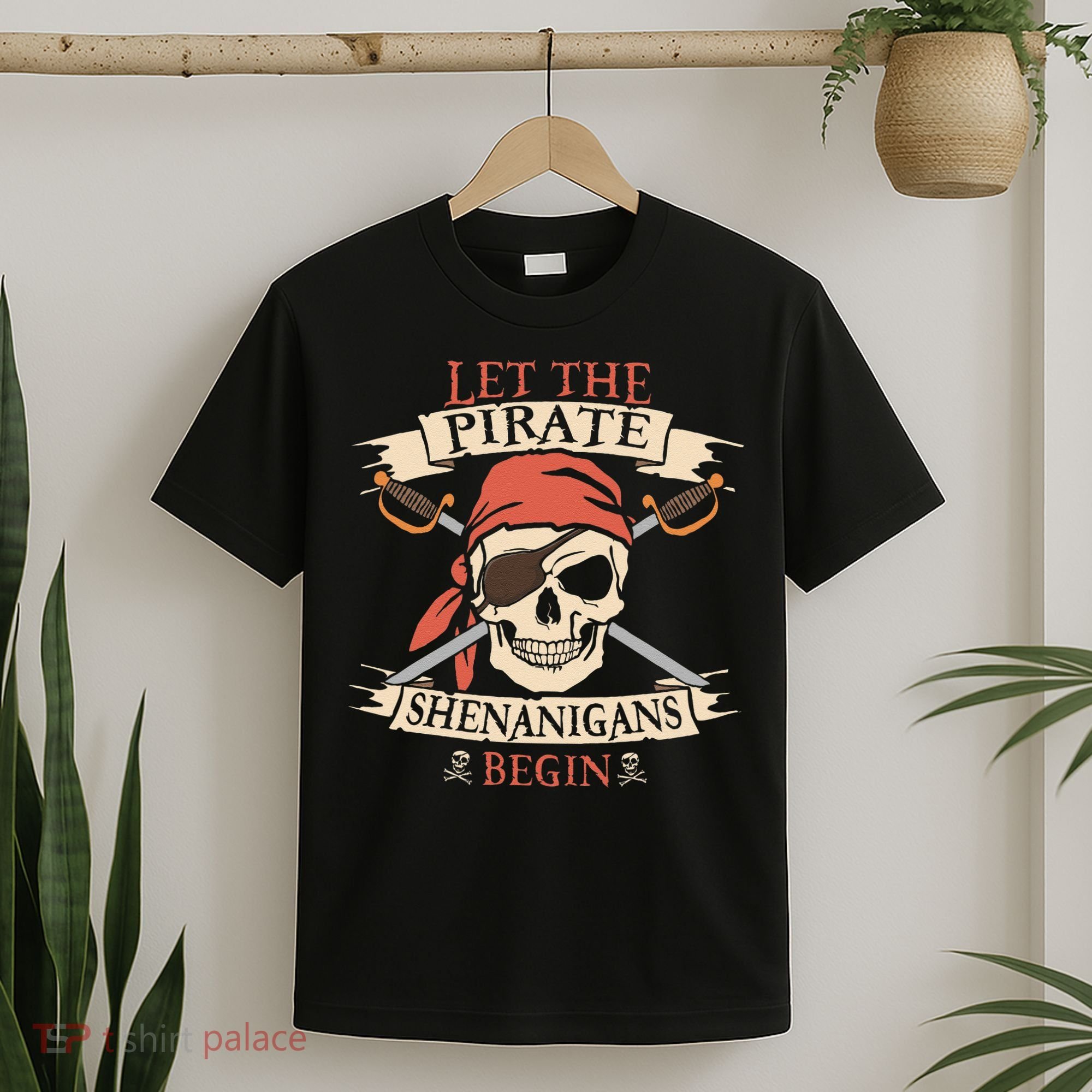 Let The Pirate Shenanigans Begin Halloween Skull Bandana T-Shirt