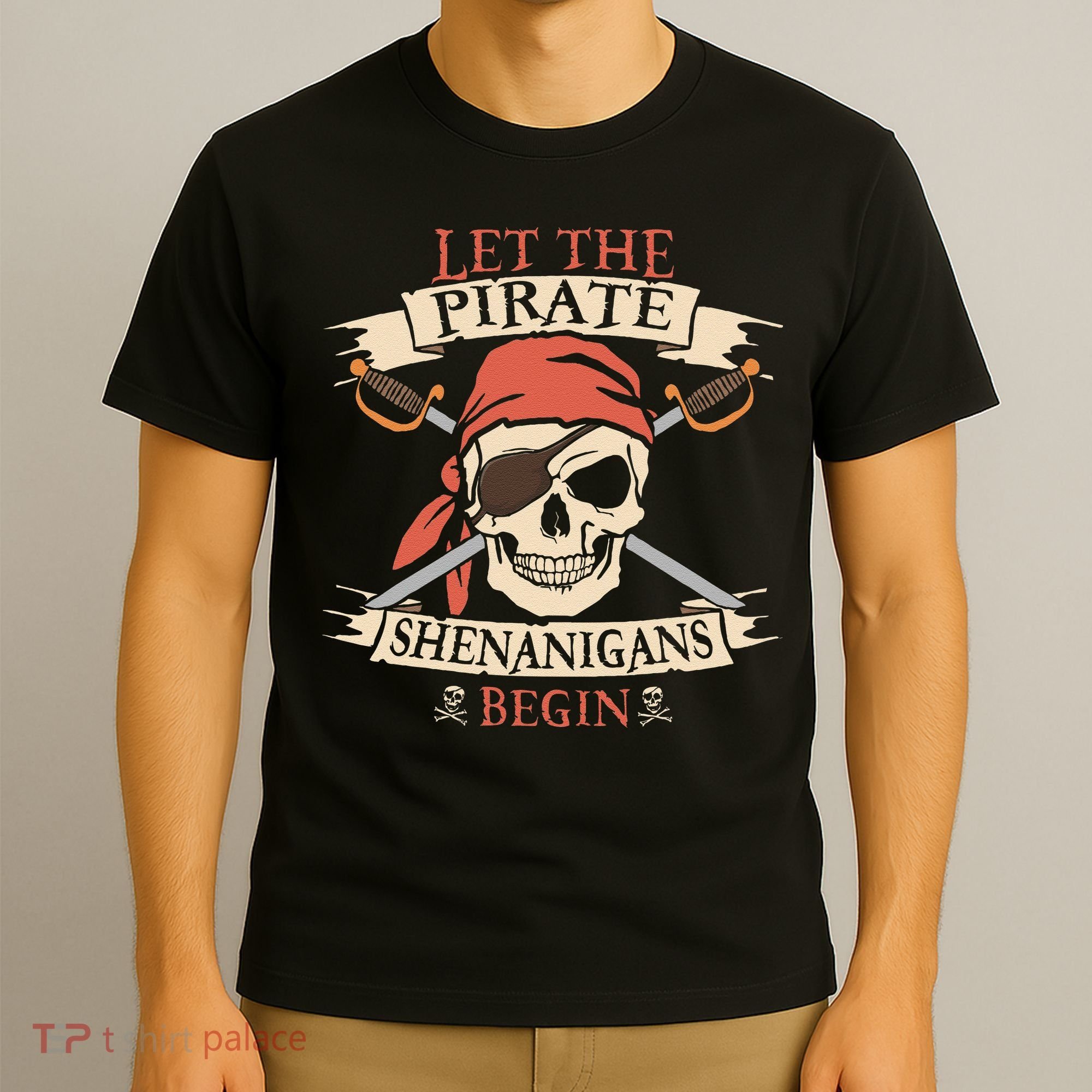 Let The Pirate Shenanigans Begin Halloween Skull Bandana T-Shirt
