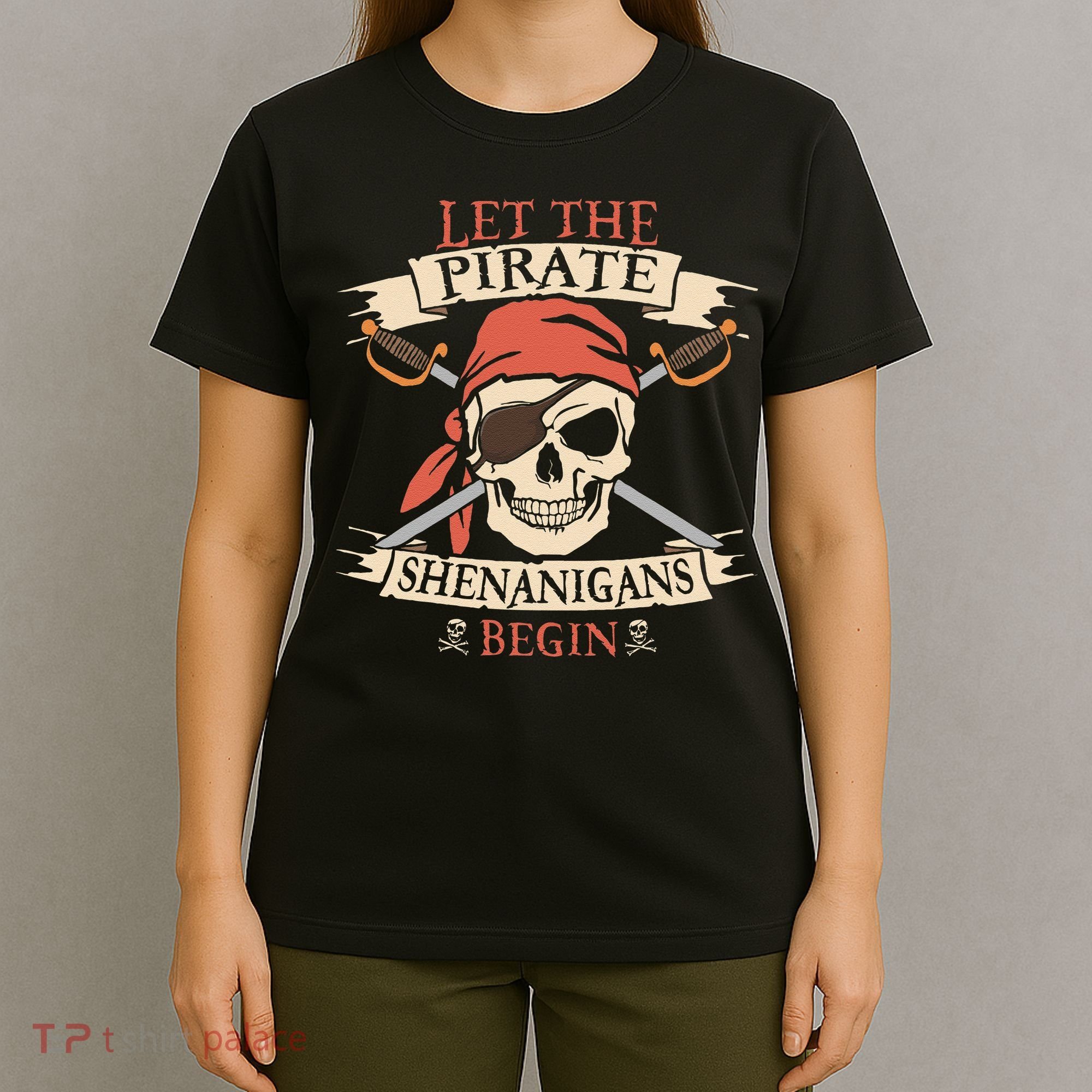 Let The Pirate Shenanigans Begin Halloween Skull Bandana T-Shirt