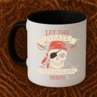 Let The Pirate Shenanigans Begin Halloween Skull Bandana Coffee Mug thumb 2