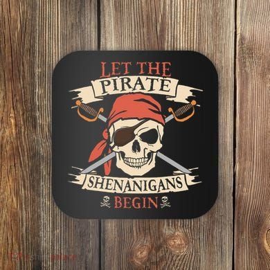 Let The Pirate Shenanigans Begin Halloween Skull Bandana Coaster