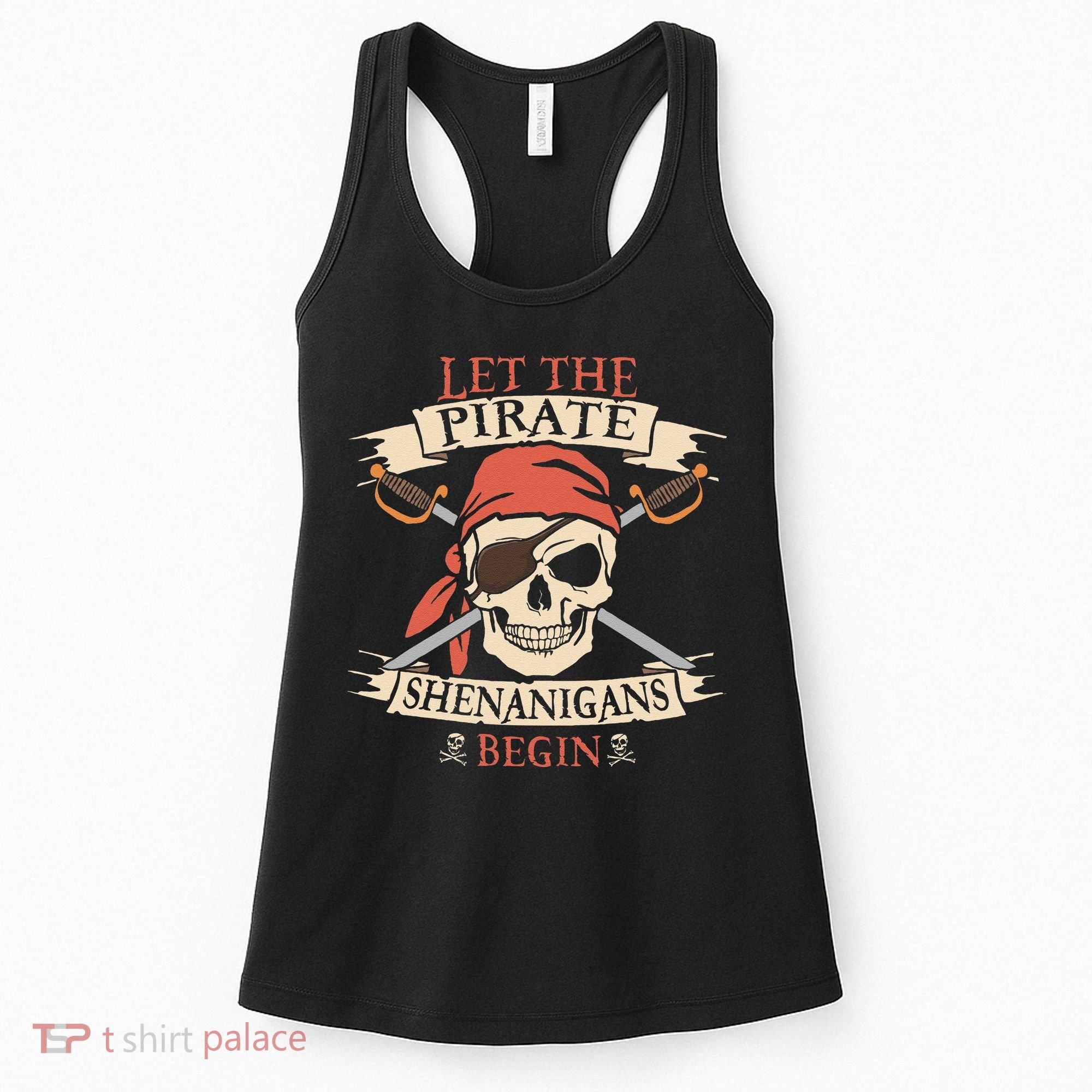 Let The Pirate Shenanigans Begin Halloween Skull Bandana Women's Tank Top