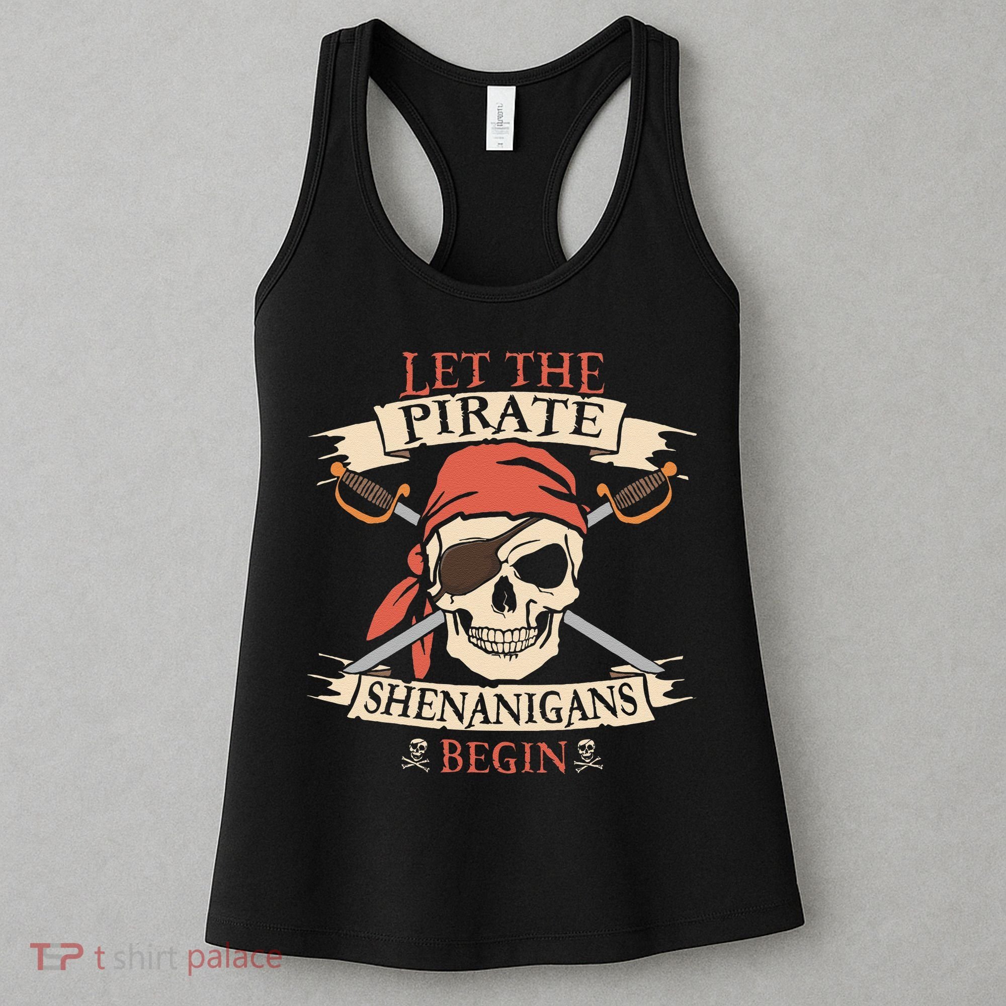Let The Pirate Shenanigans Begin Halloween Skull Bandana Women's Tank Top
