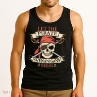 Let The Pirate Shenanigans Begin Halloween Skull Bandana Tank Top thumb 3