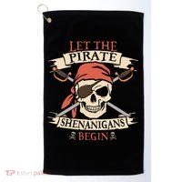 Let The Pirate Shenanigans Begin Halloween Skull Bandana Golf Towel thumb 0