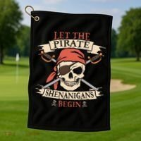 Let The Pirate Shenanigans Begin Halloween Skull Bandana Golf Towel thumb 1