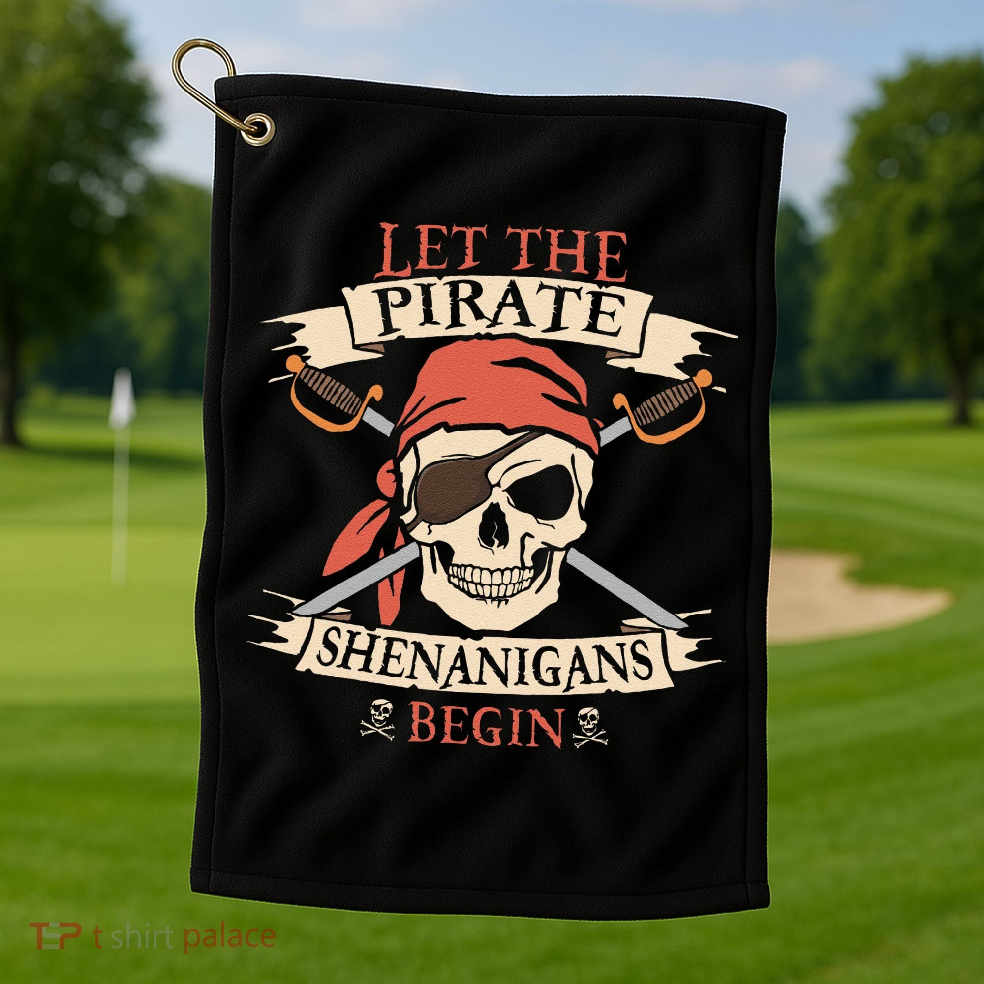 Let The Pirate Shenanigans Begin Halloween Skull Bandana Golf Towel