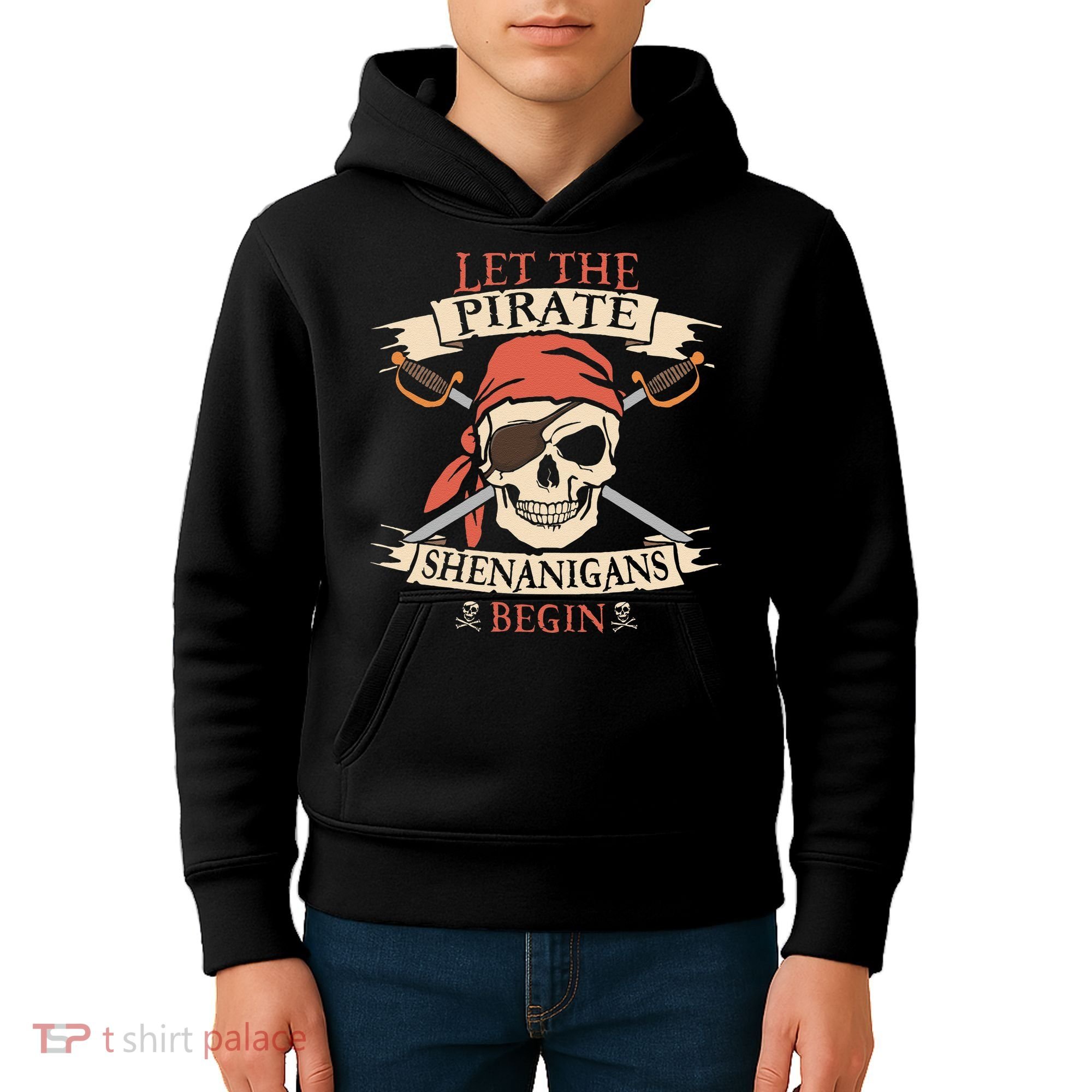 Let The Pirate Shenanigans Begin Halloween Skull Bandana Kids Hoodie