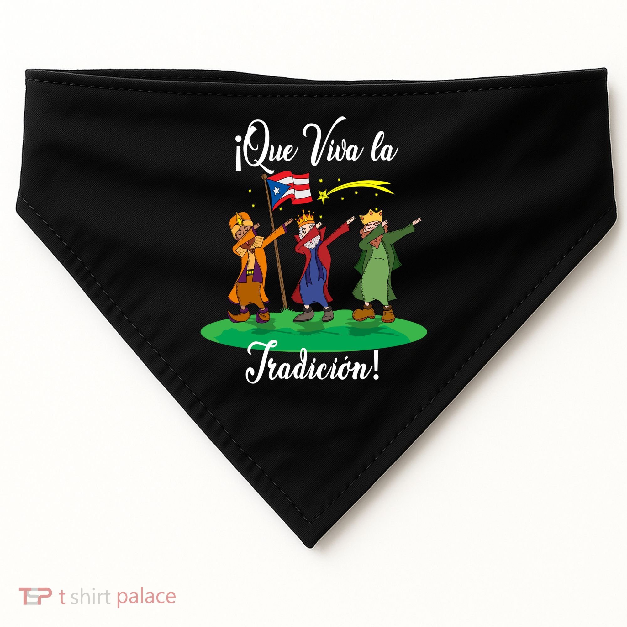 Los Tres Reyes Magos Three Wise Kings Dabbing Christmas Funny Gift USA-Made Doggie Bandana