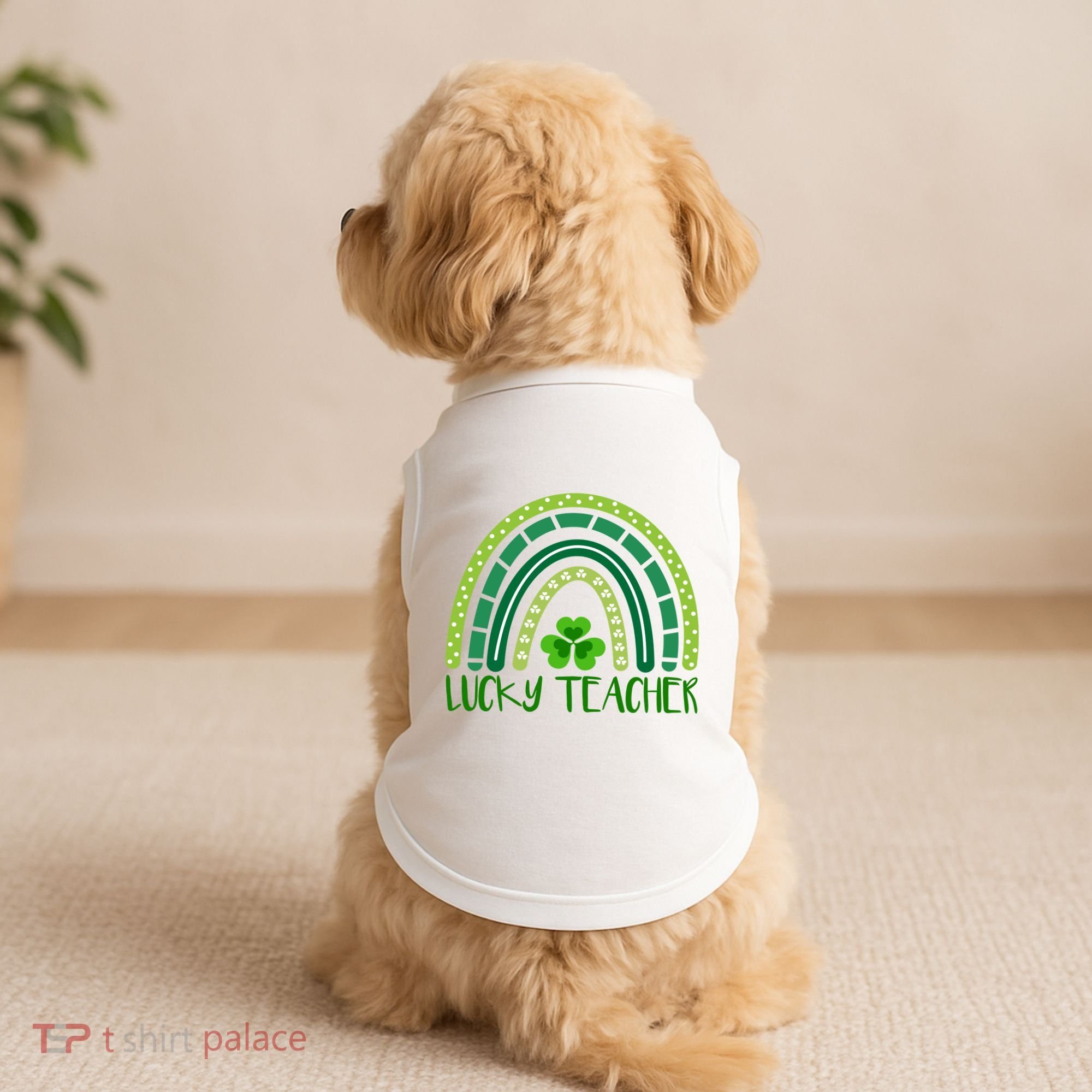 Lucky Teacher Rainbow St Patricks Day Doggie Tank