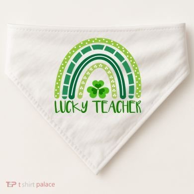 Lucky Teacher Rainbow St Patricks Day USA-Made Doggie Bandana