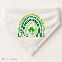 Lucky Teacher Rainbow St Patricks Day USA-Made Doggie Bandana thumb 0