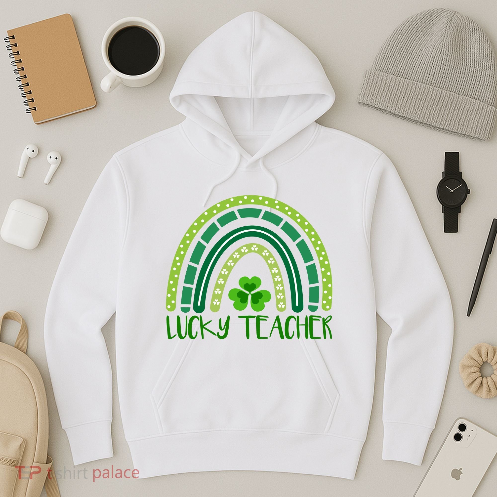 Lucky Teacher Rainbow St Patricks Day Hoodie