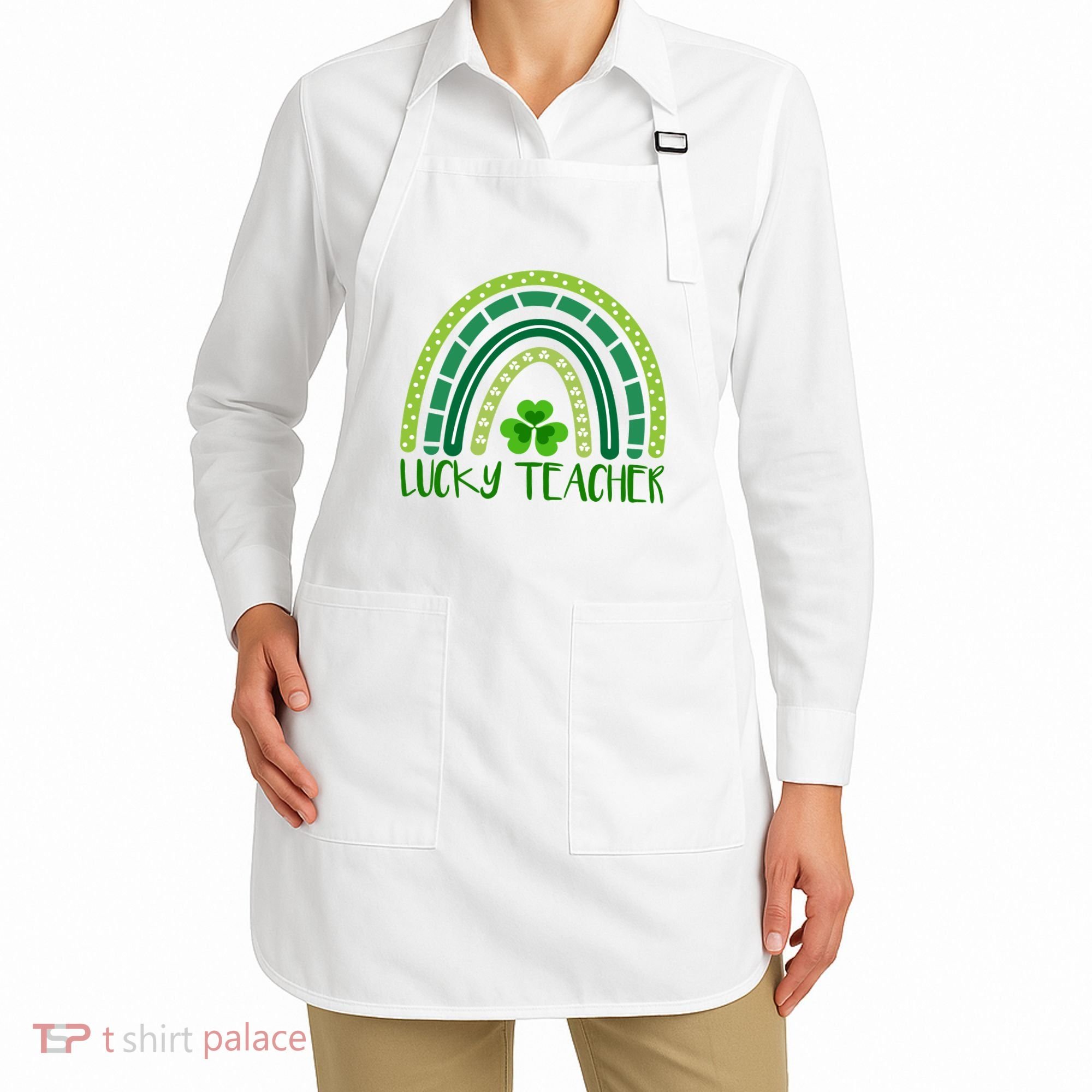 Lucky Teacher Rainbow St Patricks Day Apron
