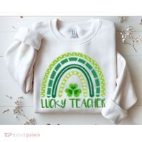Lucky Teacher Rainbow St Patricks Day Sweatshirt thumb 2