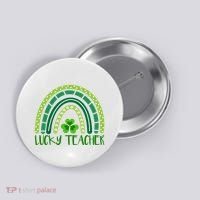 Lucky Teacher Rainbow St Patricks Day Button thumb 0